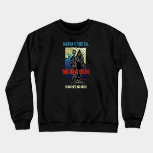 Santa Cruz California Surfer, Surf-fisher Crewneck Sweatshirt